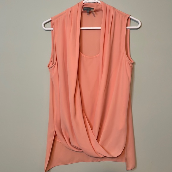 Vince Camuto Tops - Vince Camuto Sleeveless Chiffon Overlay Blouse Size XS